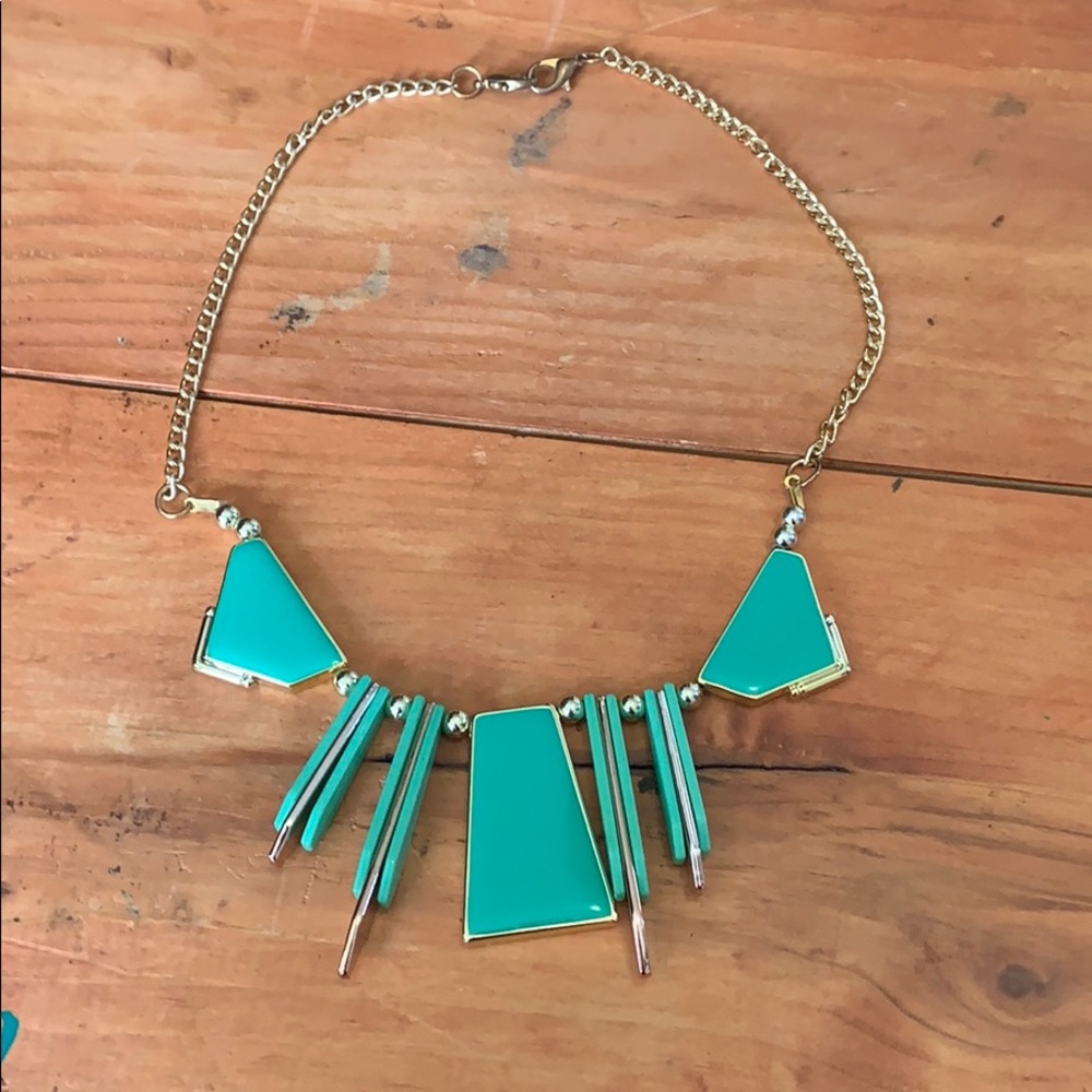 Green and gold statement necklace